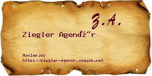 Ziegler Agenór névjegykártya